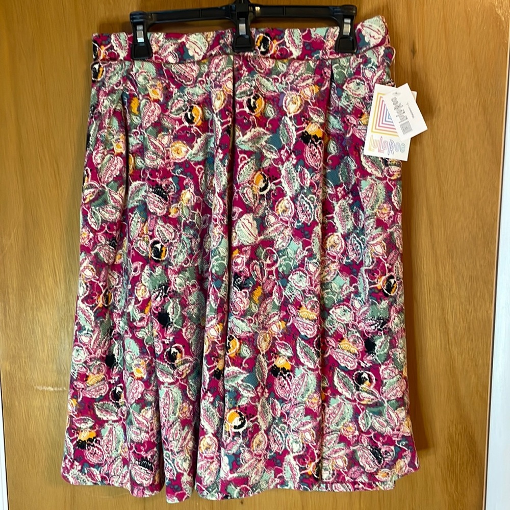 LuLaRoe NWT Madison Womens Large Magenta Floral Skirt Pockets Elastic Waist